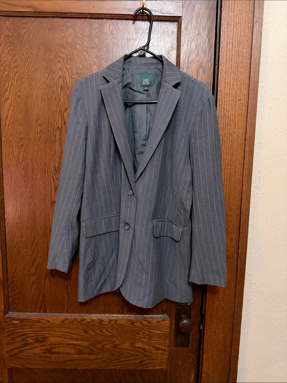Classic Women's Gray Pinstripe Blazer